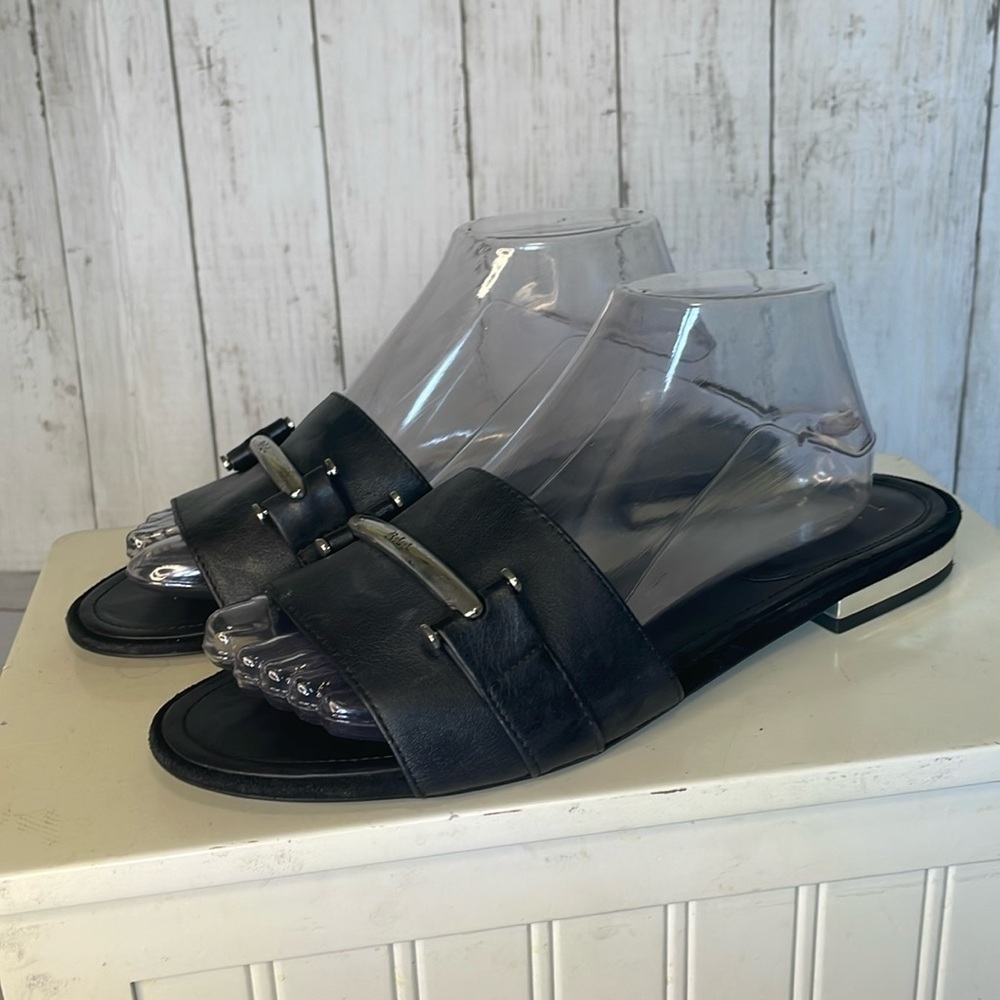 Lauren Ralph Lauren Davan Black Slide Sandal with LRL Silver Signature B…